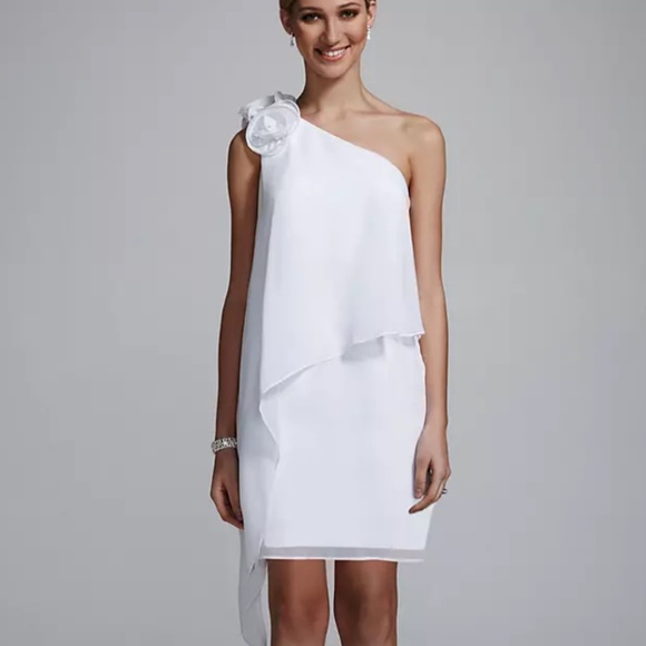 NEW DAVIDS BRIDAL dress Step out in style with this elegant white one-shoulder - Picture 2 of 3